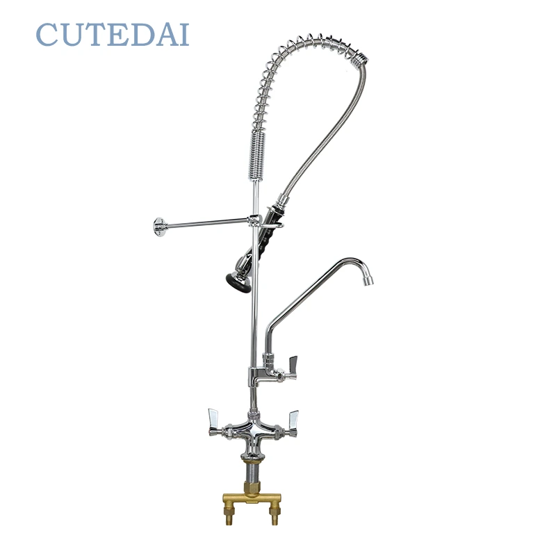 Suportes de parede adicionais em latão para torneira de cozinha comercial com ducha extensível para pré-enxágue, design industrial para hotéis. 1