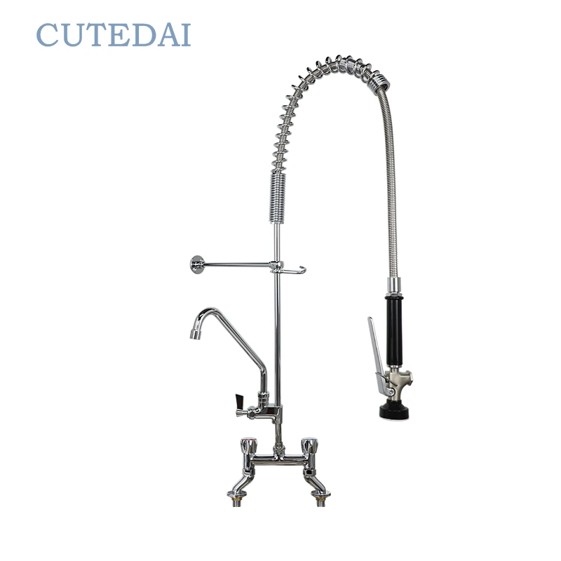 رشاش صنبور مثبت على سطح السفينة تجاري، تصميم صناعي يدوي، قابل للسحب للأسفل، مناسب للفنادق، مطابخ، ولاية كاليفورنيا، تدفق المياه 1