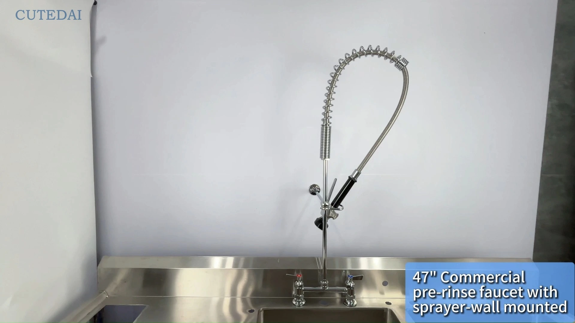 Robinet commercial sur plage avec douchette, douchette de prérinçage, douchette extra-plate et raccordements pour restaurants 1