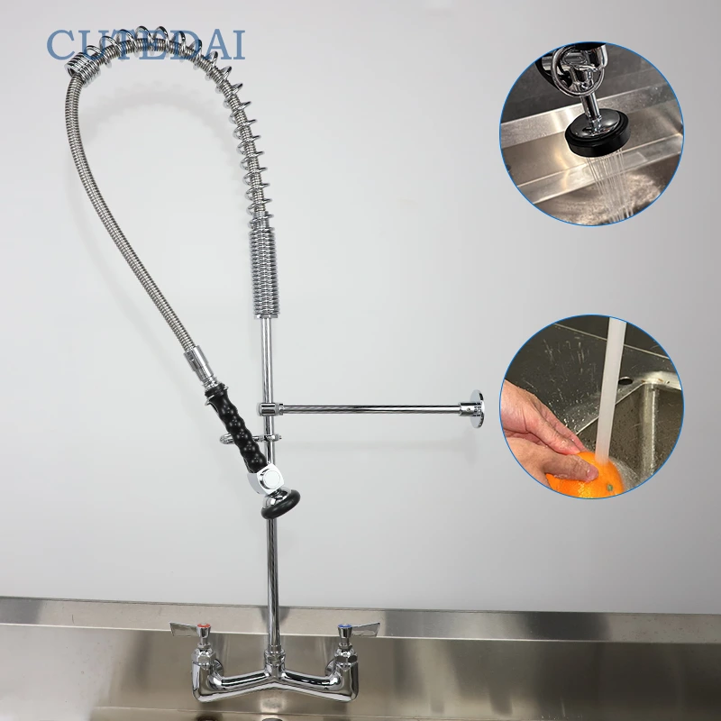 Cutedai ​​Torneira de Cozinha Comercial Profissional Industrial com Válvula de Pulverização e Pré-Enxágue para Montagem em Bancada, Ideal para Hotéis e Restaurantes 1