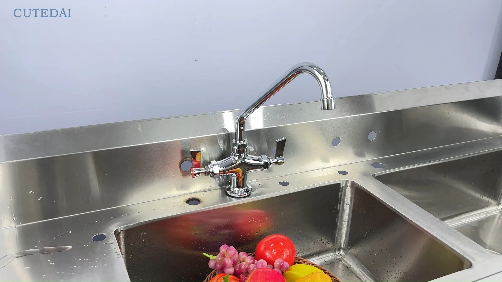 High Selling Industrial Brass Chrome Dual Handles Single Hole Kitchen Sink Faucet Deck Mounted Pot Filler Easy Installation 1