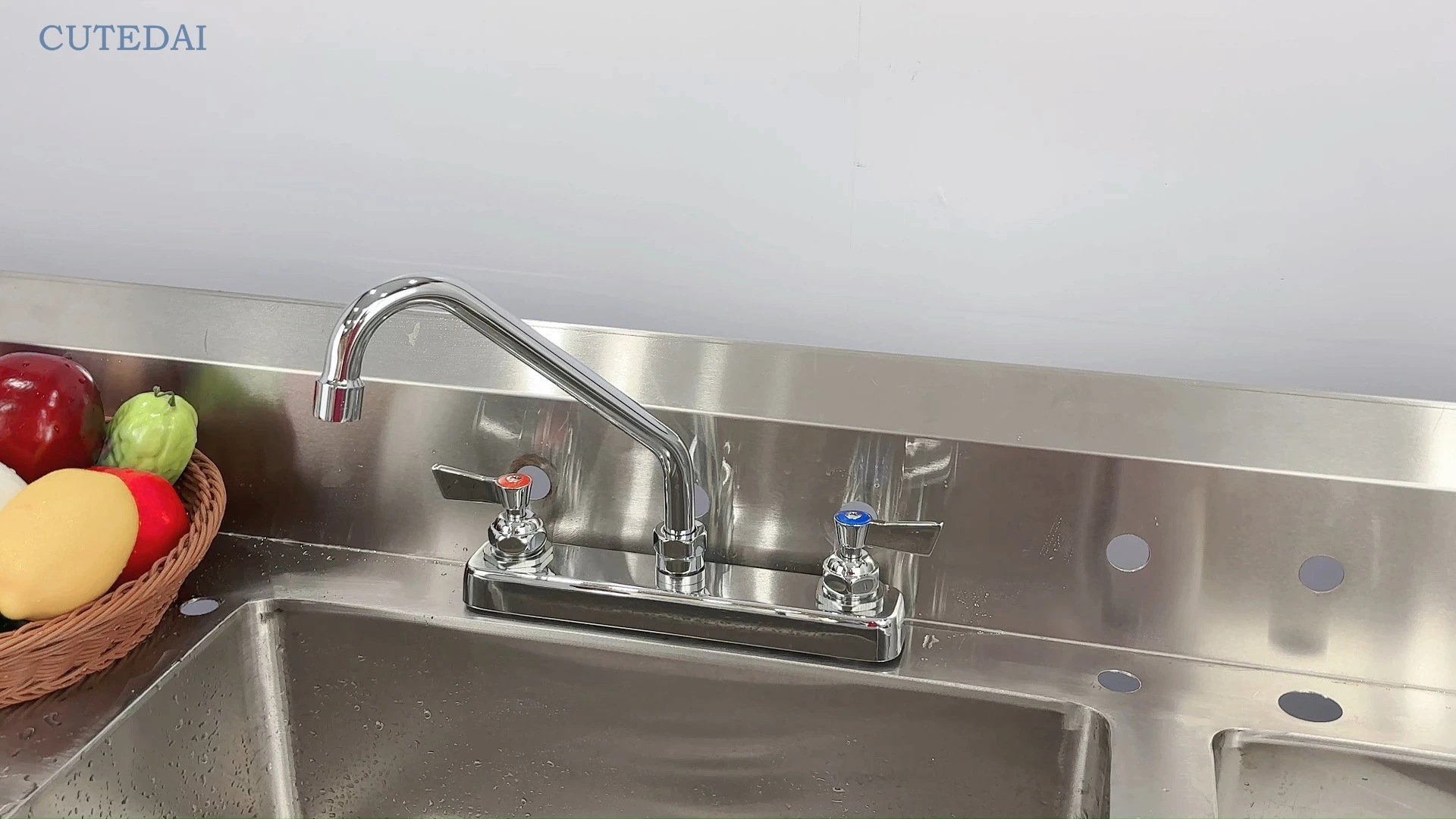 Industrial Deck Mount Two Handle Brass Medical Faucet 10-Inch Swivel Sink Taps for Hot Cold Water Dispensing Hospital Kitchen 1