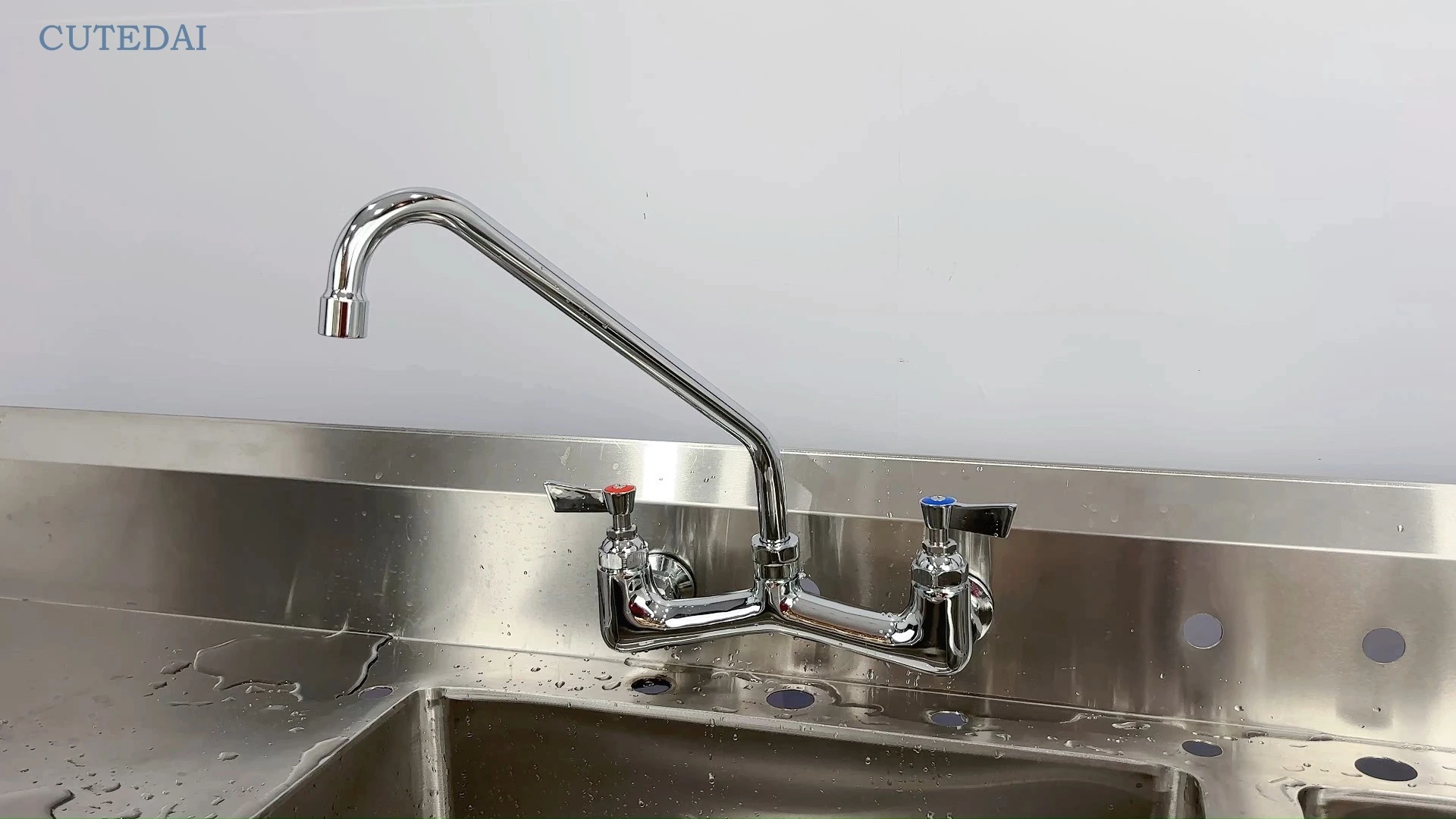 Dual Handle Chrome Finish Brass Kitchen Faucet Modern Industrial Design Pot Filler Rotatable Spout for Hot Cold Water for Hotels 1