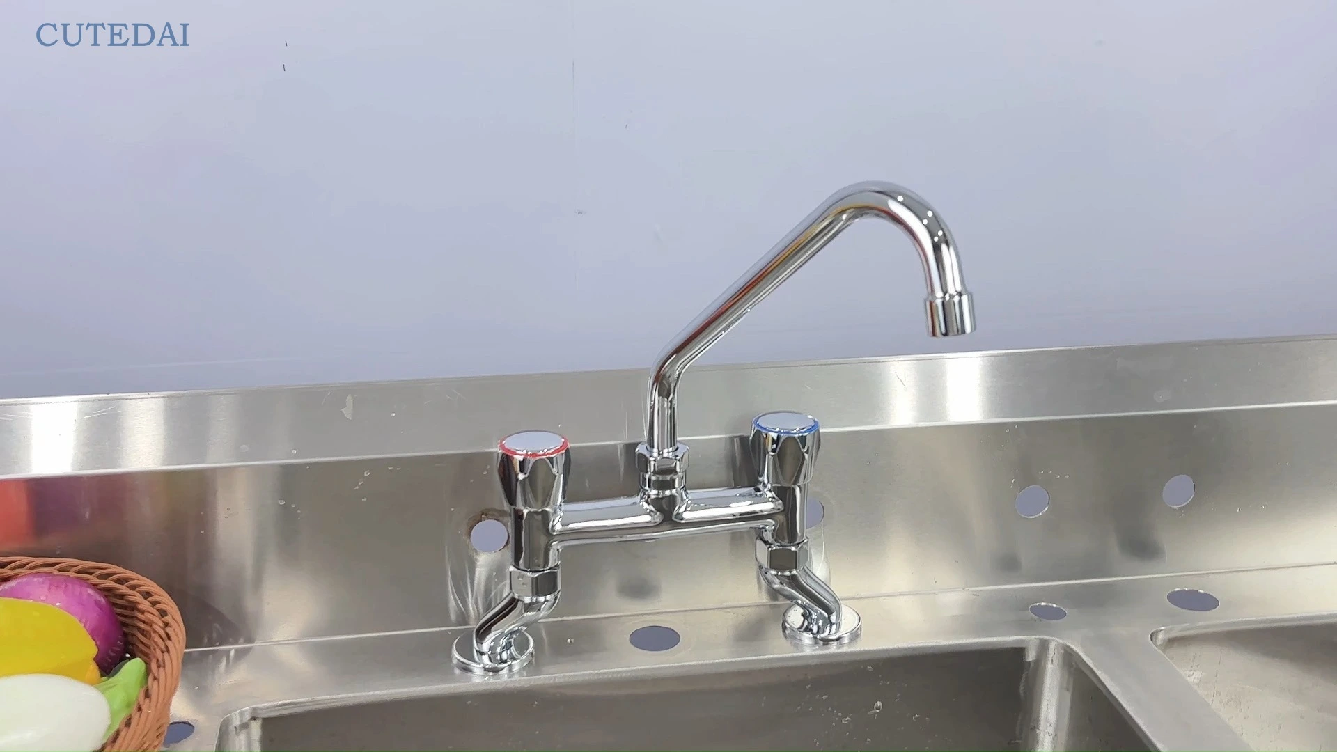 Adjustable Centerset 102-203mm Commercial Service Deck Mount Faucet Chrome Dish Washing Kitchen Sink for Professional Cuisine 1