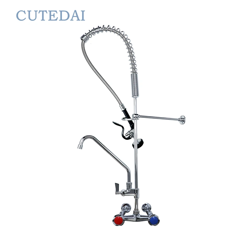 산업용 호텔 레스토랑 주방용 3-8인치 벽면 장착형 사전 헹굼용 황동 밸브 코어 수도꼭지(상업용) 1